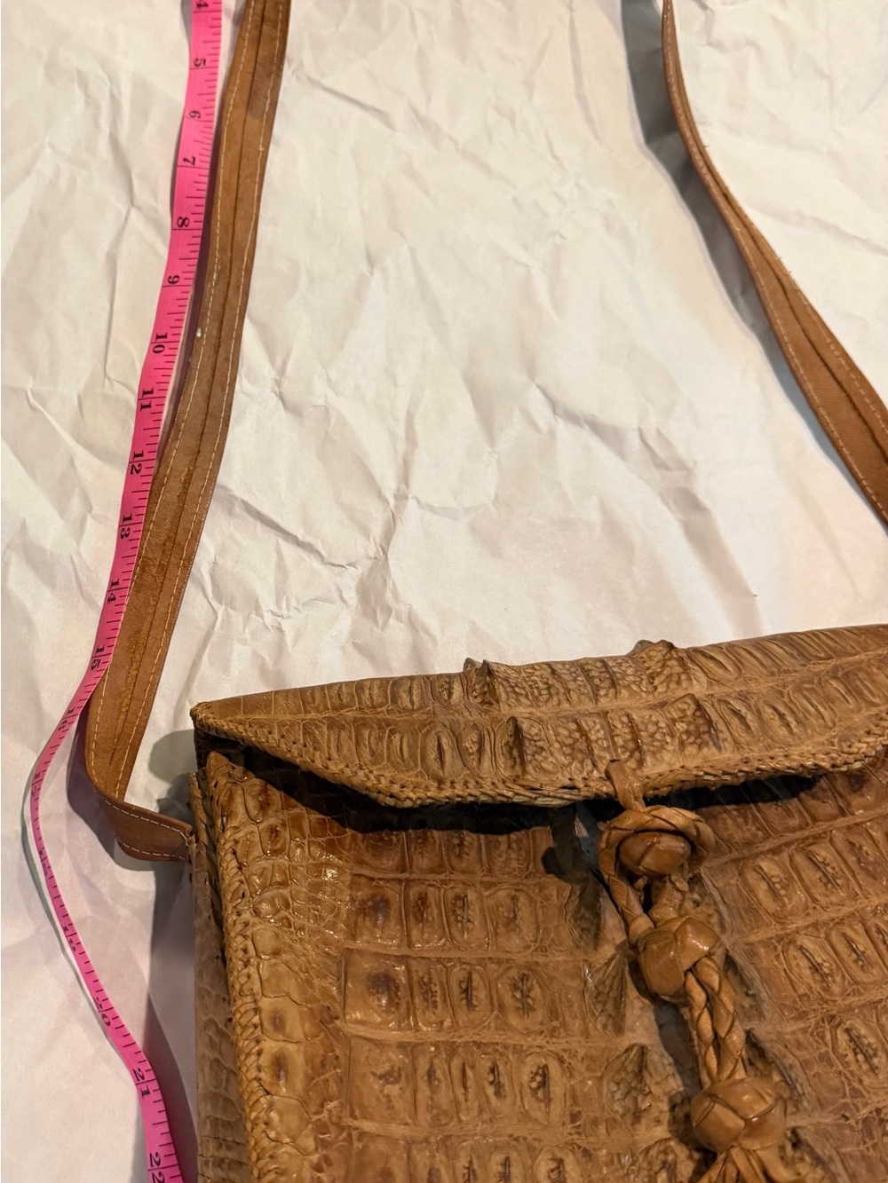 Artisan Tan Crocodile Pattern Crossbody Bag - Picture 6 of 8